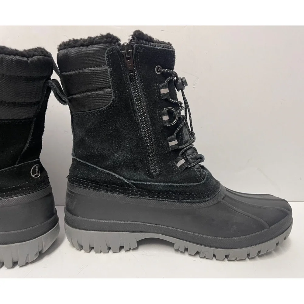 Lands End Youth size 5 Kids Lace Up Black Snow Waterproof Duck Boots‎